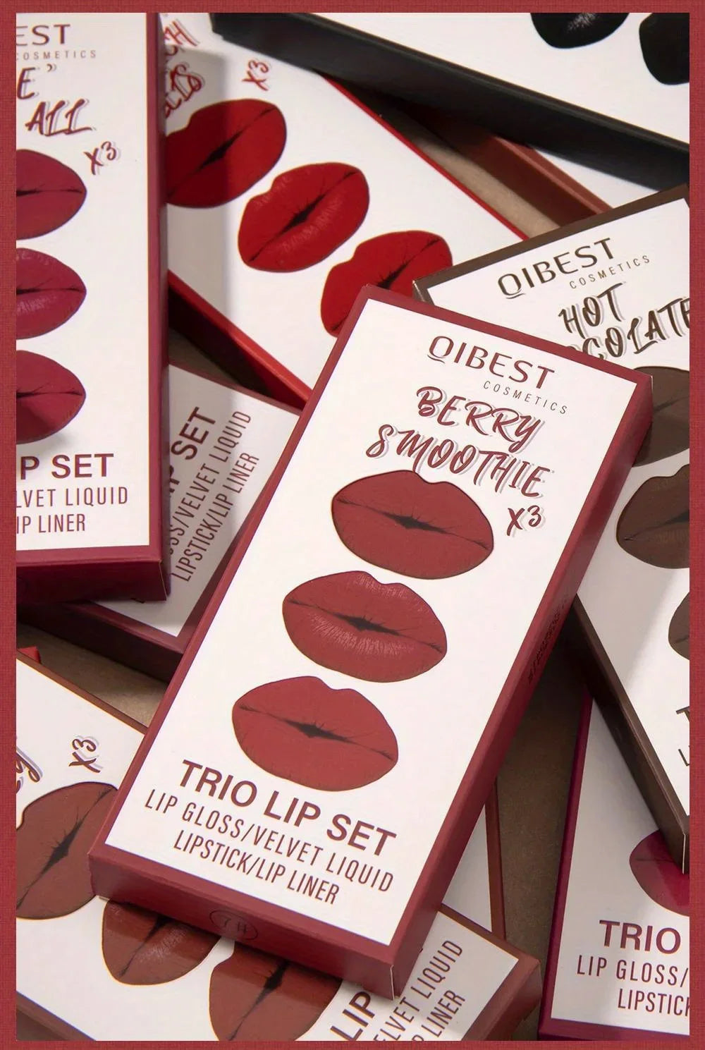 3 in 1 Lipstick and Lipliner Set, Long Lasting Waterproof Lip Stain Liquid Lipgloss Set for Women Halloween Gothic Makeup