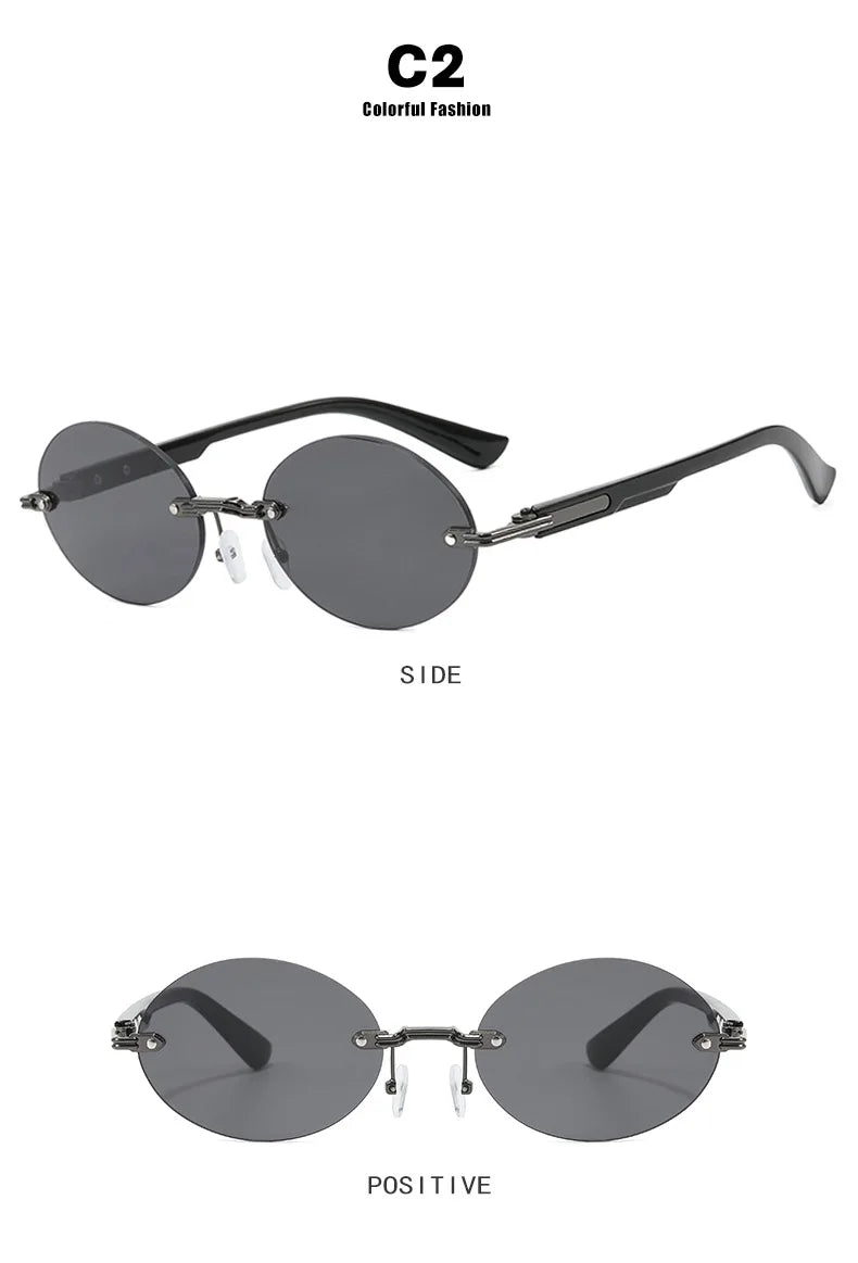New Frameless Oval Sunglasses, High-end Light Luxury Women's Fashionable Summer Beach Vacation Sunglasses