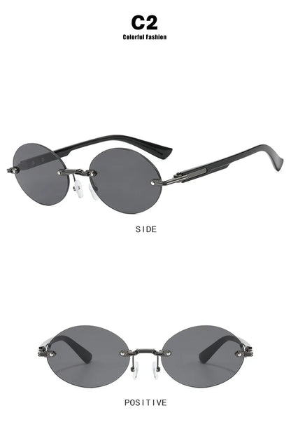 New Frameless Oval Sunglasses, High-end Light Luxury Women's Fashionable Summer Beach Vacation Sunglasses