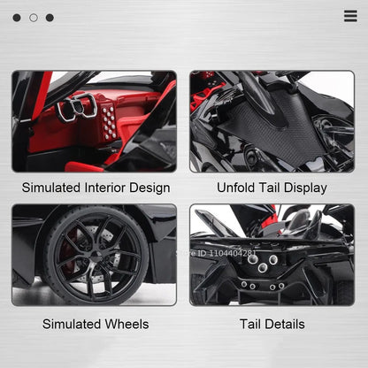 Lambor V12 Apollo EVO 1:18 Model Car Diecast Alloy Car Doors Opened Sound Light Pull Back Miniature Sportscar Collect Decoration