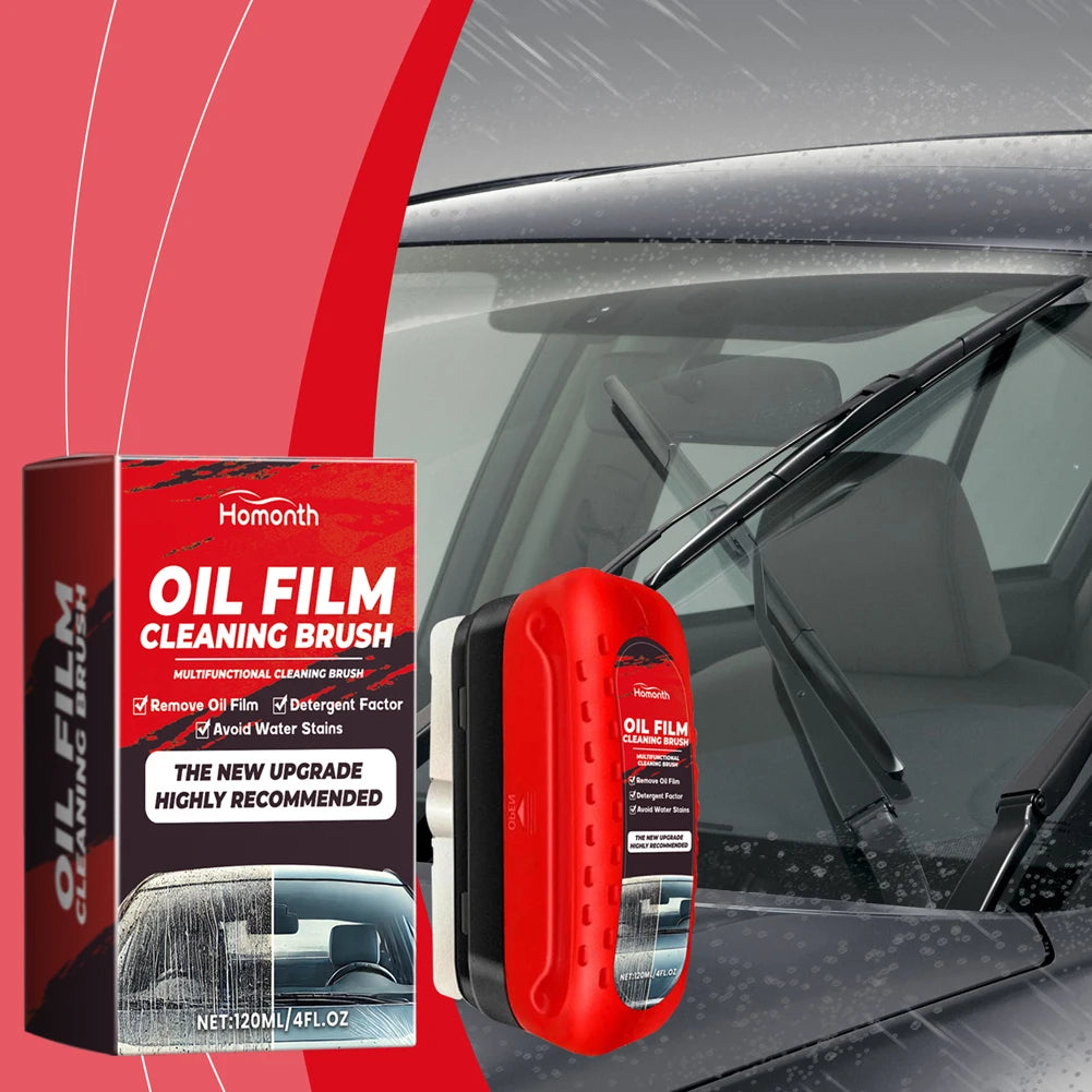 F1204 Car Windshield Oil Film Remover, Windshield Refurbisher, Stain Remover And Cleaning Brush