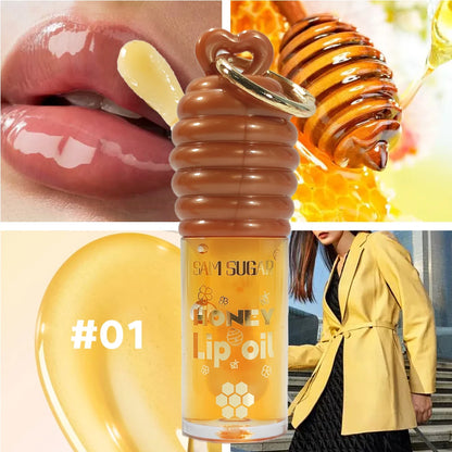 SAM SUGAR 2-Color Honey Essence Lip Oil Long-Lasting Moisture, Reduces Lip Lines Transparent Hydrating Lip Gloss