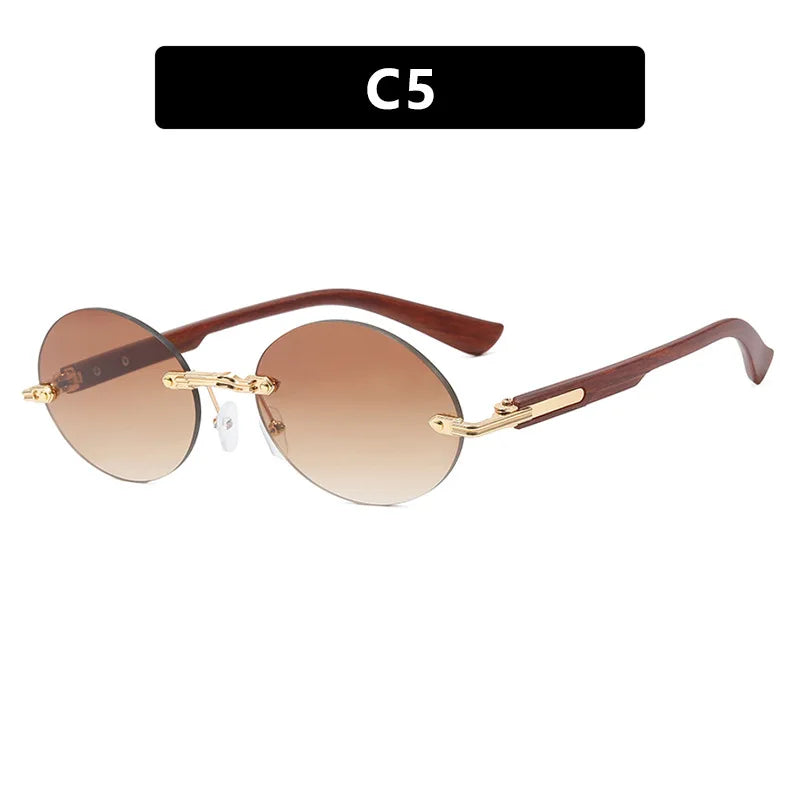 New Frameless Oval Sunglasses, High-end Light Luxury Women's Fashionable Summer Beach Vacation Sunglasses