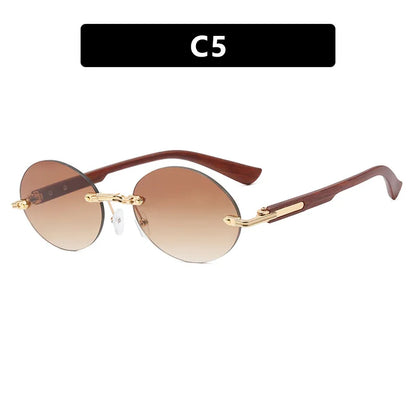 New Frameless Oval Sunglasses, High-end Light Luxury Women's Fashionable Summer Beach Vacation Sunglasses