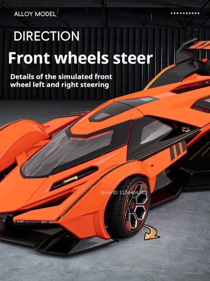 Lambor V12 Apollo EVO 1:18 Model Car Diecast Alloy Car Doors Opened Sound Light Pull Back Miniature Sportscar Collect Decoration