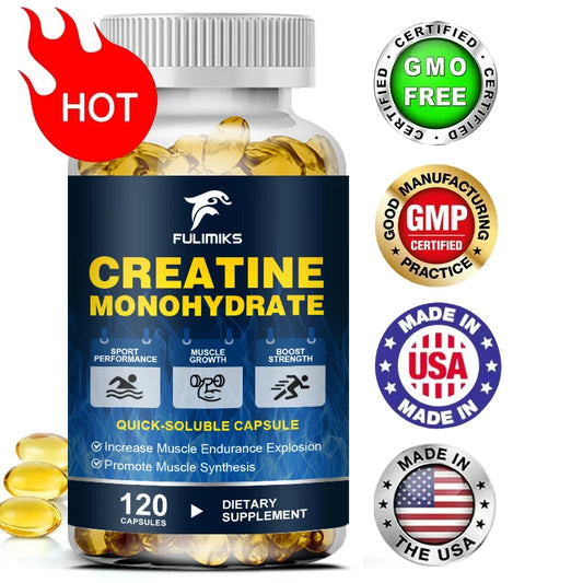 Creatine Monohydrate Capsules, Keto Friendly, 3000mg,  Pre-Workout & Muscle Strength Support | Easy to Swallow