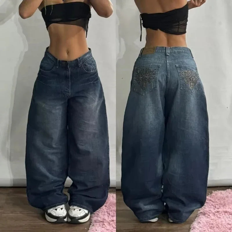 American New Fashion Vintage Washing Heavy Industry Multi-pocket Tooling Jeans Female Y2K Street Popular Baggy Drop Pants Tide