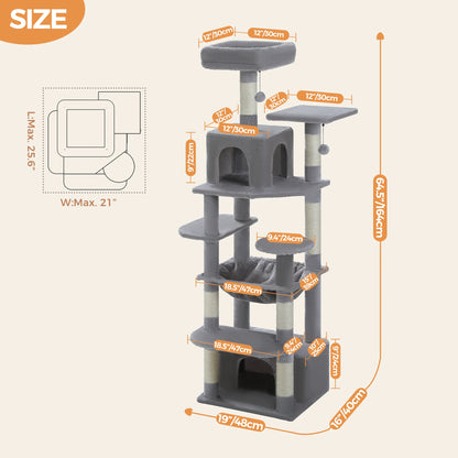 Tall Cat Tree with Scratching Posts Spacious Hammocks Large Condos Large Cat Tower for Indoor Cat Scratcher Cat Toys Accessories