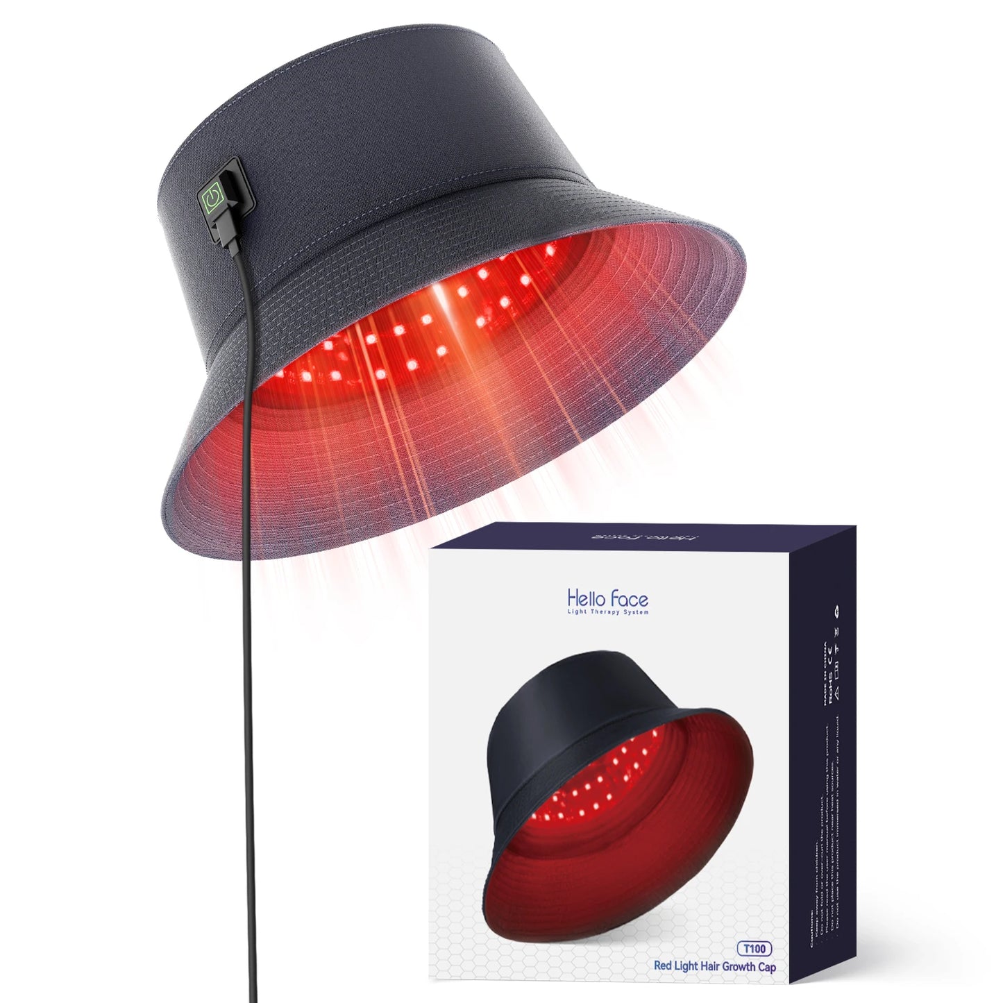New Bucket Hat Hello Face 336 Pcs LED Hat Helmet Hair Growth Cap for Hair Loss Red Light 660nm Infrared Light 850nm Hair care