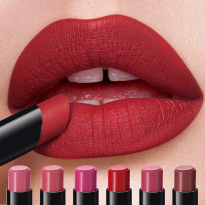 Matte Lipstick Pencil Waterproof Long Lasting Non-Stick Cup Sexy Red Matte Solid Lip Gloss Nude Pink Lipstick Pen Makeup -6 Colors