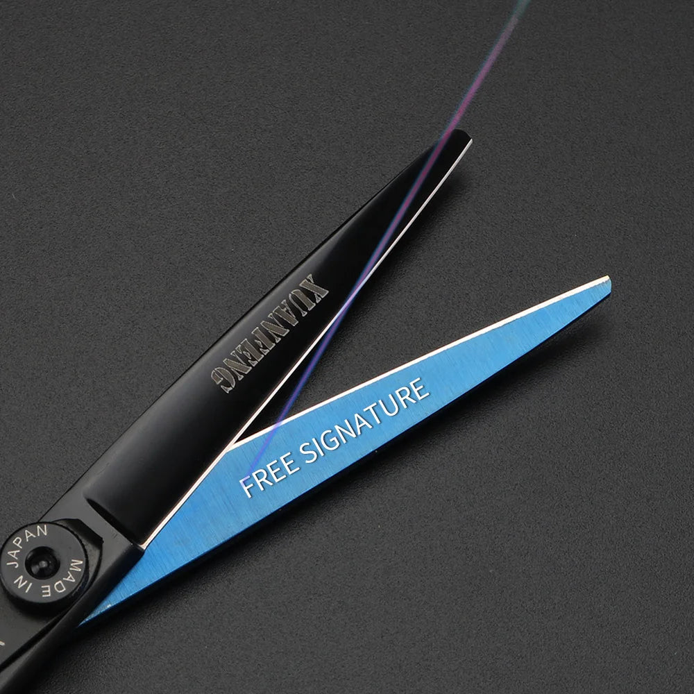 XUANFENG 7-inch Golden Hair Scissors Barber 440C Cutting and Thinning Scissors