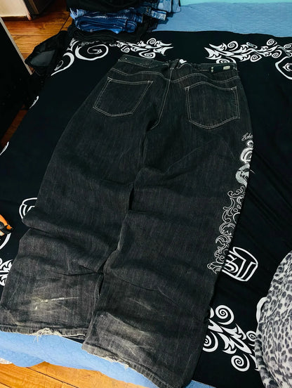 Fashion Y2K Baggy Pants Women's Cartoon Embroidery Loose Wide Leg Jeans Streetwear Aesthetic Casual Trousers