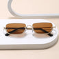 Luxury Brand Designer Half-Rim Rectangular Sunglasses Women Vintage Small Frame Sun Glasses Ladies Geometric Square Eyewear