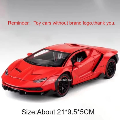 Lambor SCV12 LP770- 1:24  Car Model Alloy Diecast Sound Light Pull Back Doors Opened Vehicle Models Toy