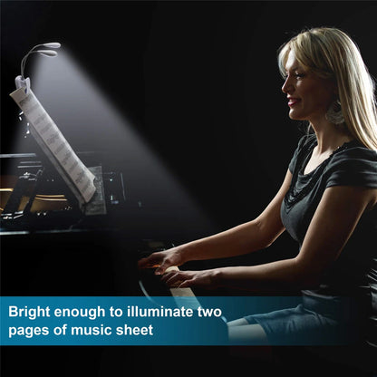 Music Stand Light, Clip on LED Book Lights, USB and AAA Battery Operated, Reading Lamp in Bed, 4 Brightness Levels, Ideal for Bo