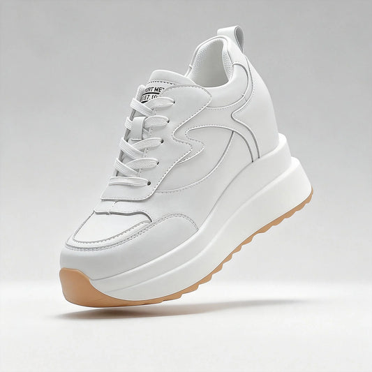 Fujin 10cm 4 inch Platform Wedge Sneakers Chunky Shoes Genuine Leather for Women Summer Shoes Walking Sneakers Fashion