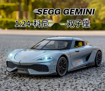 Koenigsegg Gemera 1:24 Car Alloy Diecast Model Collect Hobby Model Ornaments Gift For Friend Pull Back Toy New Style Sports Car