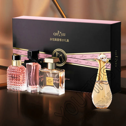 Luxury Brand Perfume Women Eau De Parfum Femme Gift Box 4Pcs Set 100ml Perfumes De Mujer Fresh Natural Floral Fruity Scent Spray