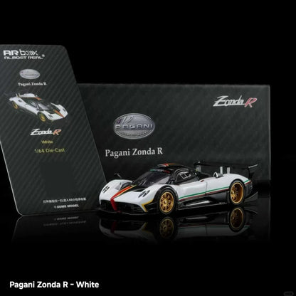 New Almost Real AR Box 1:64 Scale Pagani Zonda R Matte Carbon Fiber White HEC Alloy Car Collection Diecast Model Toys Gift