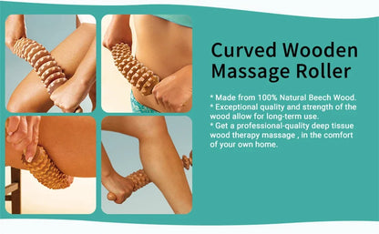 Curved Wood Therapy Massage Tool Massage Roller Lymphatic Drainage Massager Handheld for Release Cellulite Relieve Muscle Stress