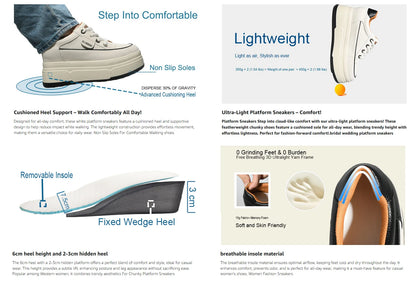 Fujin 9cm 3 inch comfortable platform sneakers for women Genuine Leather Women Vulcanized Shoes Platform High Heels Casual Shoes