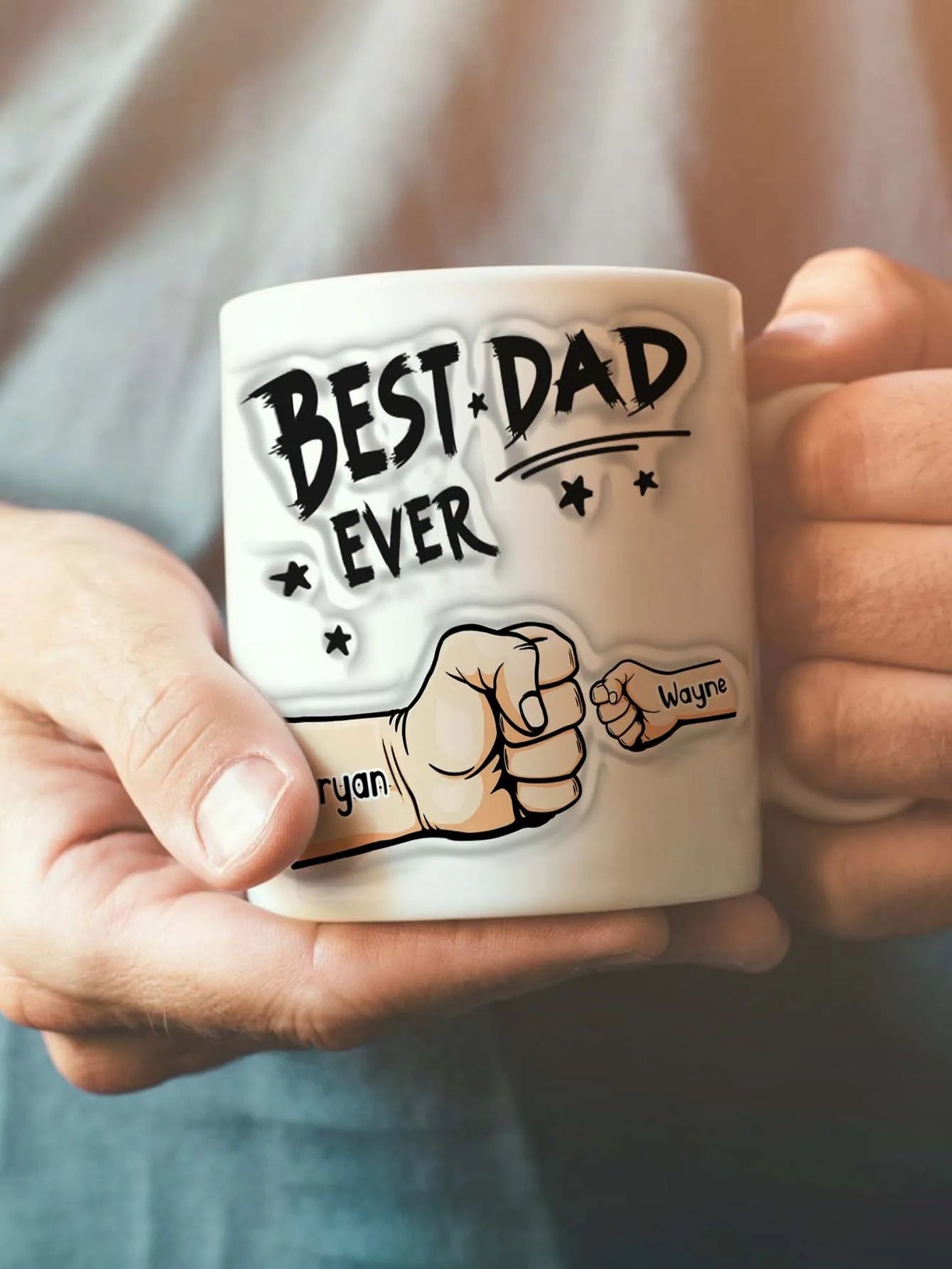 Personalized Dad Mug for Father's Day Custom Name Coffee Cup with 3D Text Effect Custom Name Coffee Cup Gift for Daddy Grandpa