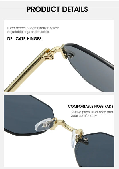 New Rimless Luxury Sunglasses Women 
 Diamond Cut Sun Shades For Man And Women Designer Brand Glasses UV400 Frameless Eyewear