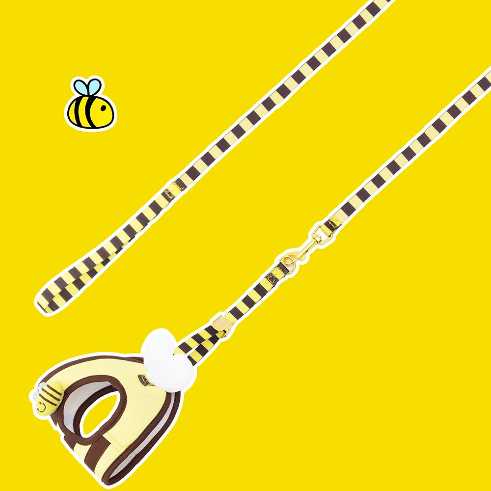 Cute Bee Kitten Puppy Dogs Harness and Leash Set Soft Breathable Dogs Vest Harness Leads Pet Clothes for Small Dogs Chihuahua