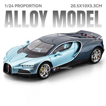 Bugatti Tourbillon, Nissan Skyline GTR, Model Sports 1:24 Car Alloy Diecast Sound Light Doors Opened Shock Absorption Ornament Supercar Toys Gift