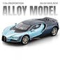 Bugatti Tourbillon, Nissan Skyline GTR, Model Sports 1:24 Car Alloy Diecast Sound Light Doors Opened Shock Absorption Ornament Supercar Toys Gift