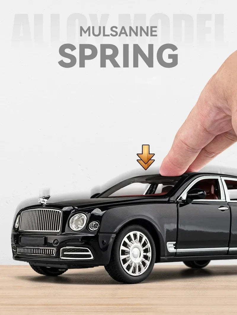Diecast 1:24 Scale Bentley Mulsanne Alloy Model Car Collection Vehicle Simulation Sound & Light Metal Toy Gift