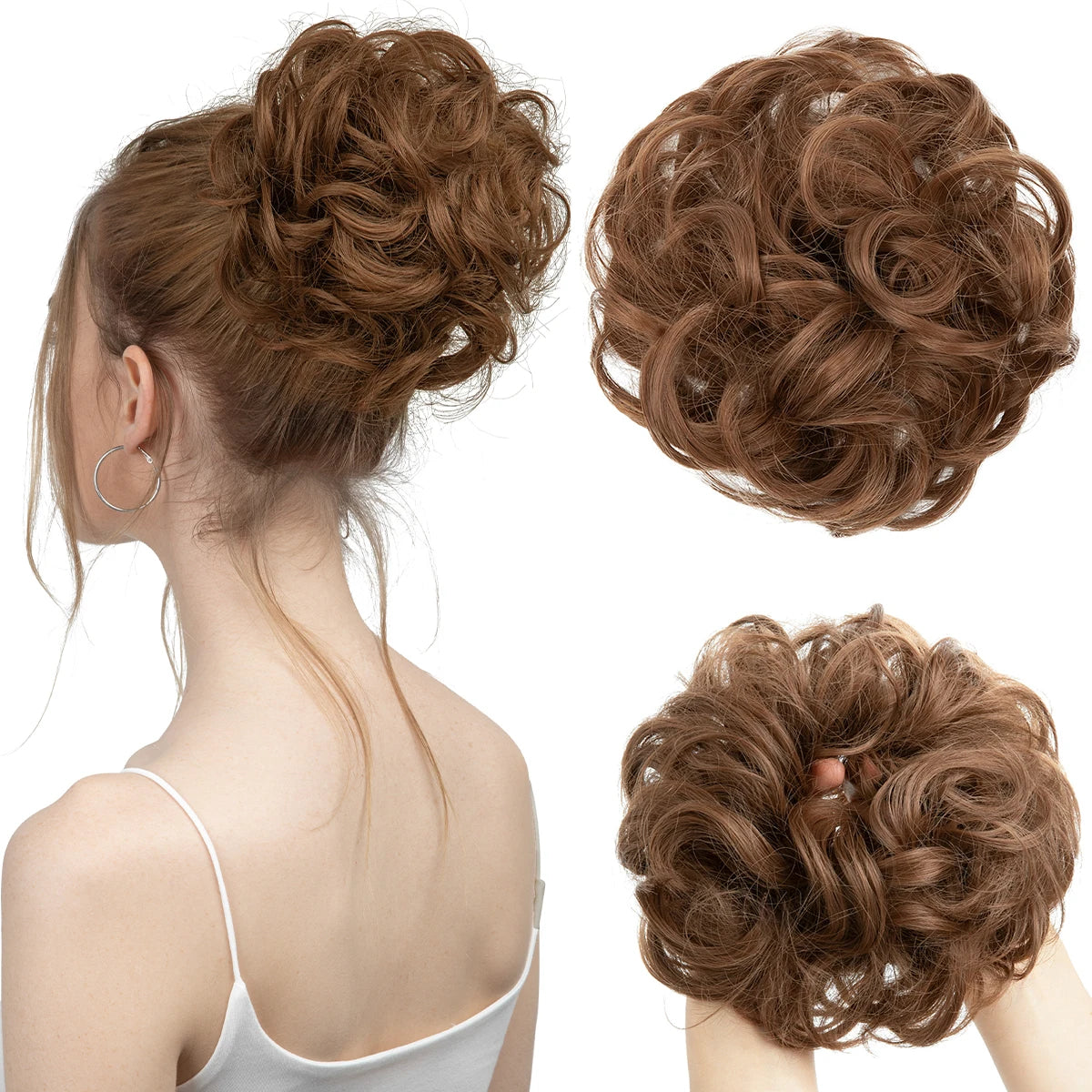 Synthetic Messy Hair Bun Extensions Big Curly Elastic Hair Scrunchies Hairpieces Chignon Donut Updo Hair Pieces for Women