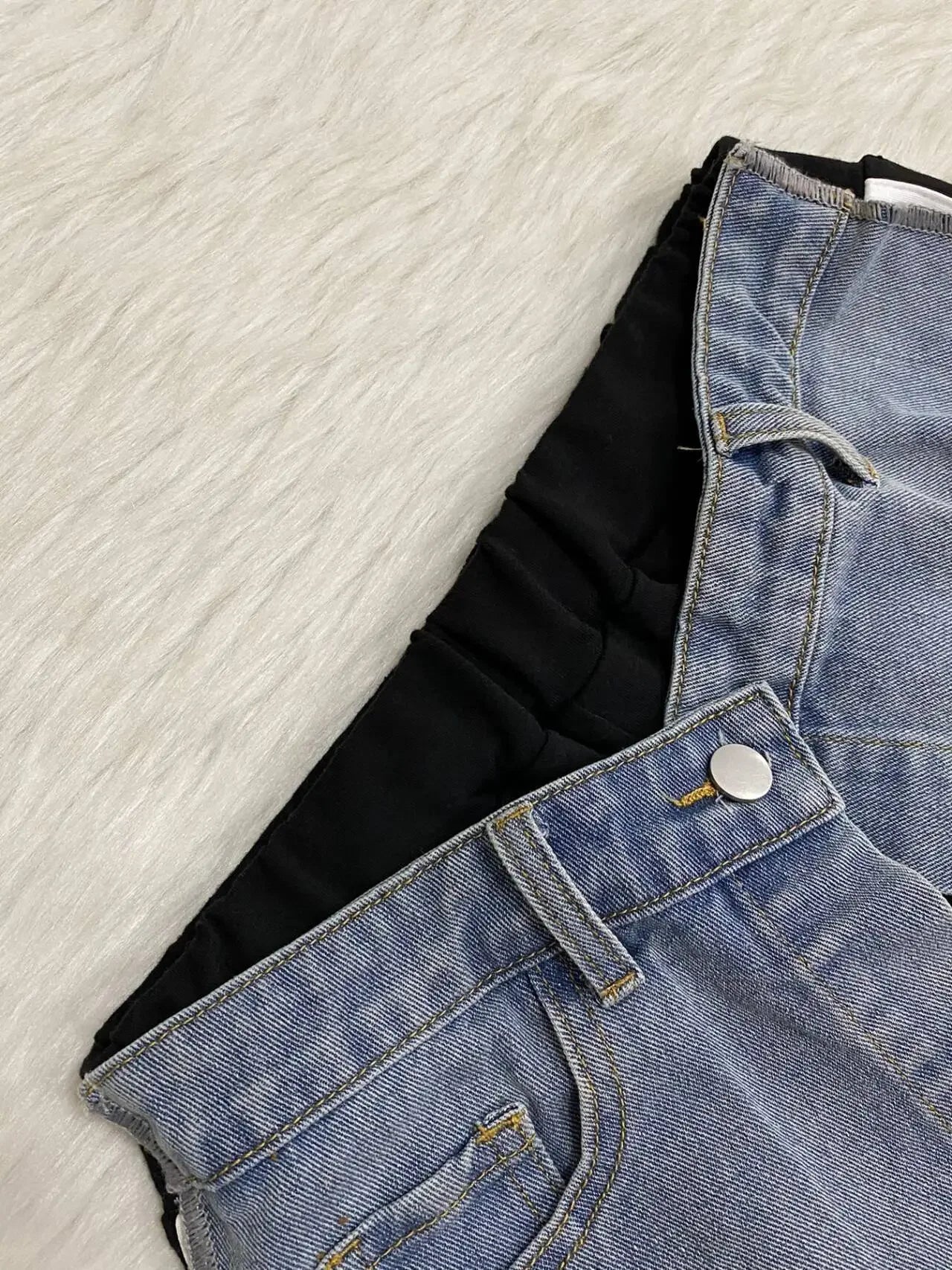 Customized Fashion Women Denim Patchwork Pocket Side Wide Leg Loose Jogger Pants Active Jean Splicing Sweatpants Trousers