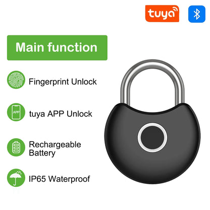 RAYKUBE PQ1 Tuya Smart Fingerprint Padlock with USB Charging Waterproof Tuya/Smart Life APP Unlock For Cabinet Door Lock Drawer