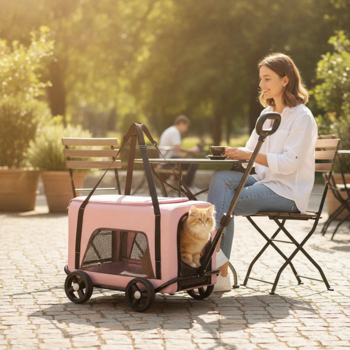Rolling Pet Carrier Foldable Wheeled Pet Carrier Smooth Spacious for Small Pets, Travel, Vet Visits