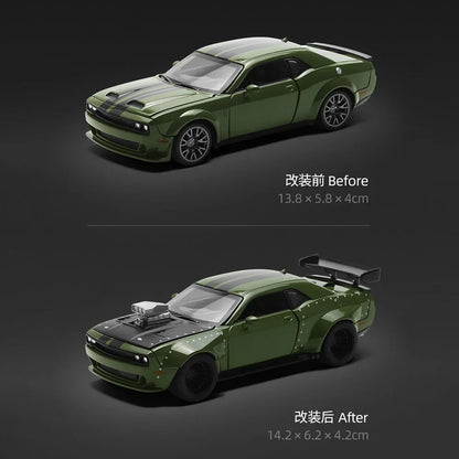 CCA 1:36 Dodge Challenger Alloy DIY Race Car - Detachable & Customizable Parts, Buildable Model Kit for Collectors