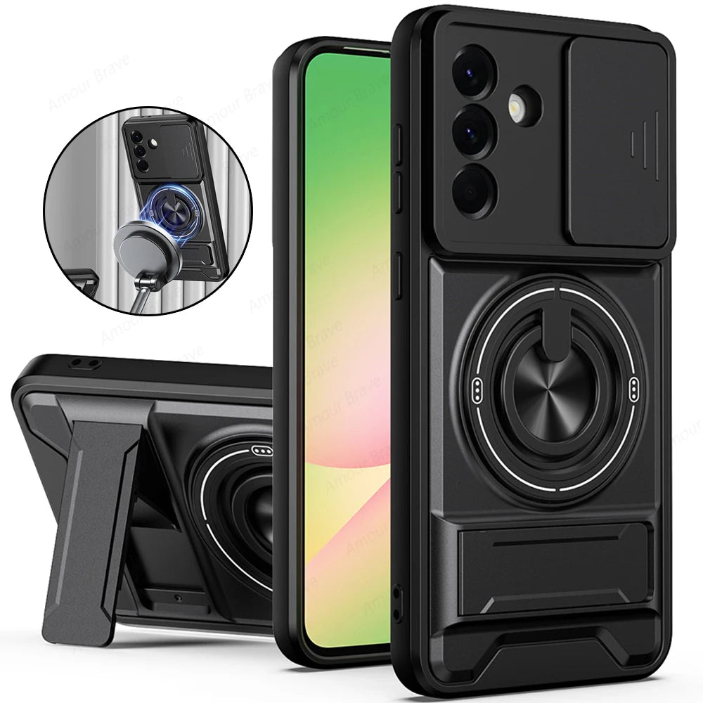 Magnetic Ring Holder Phone Case for Samsung Galaxy A56 A55 A37 A36 A35 A34 A26 A17 A16 A15 A14 4G 5G Slide Camera Protect Cover
