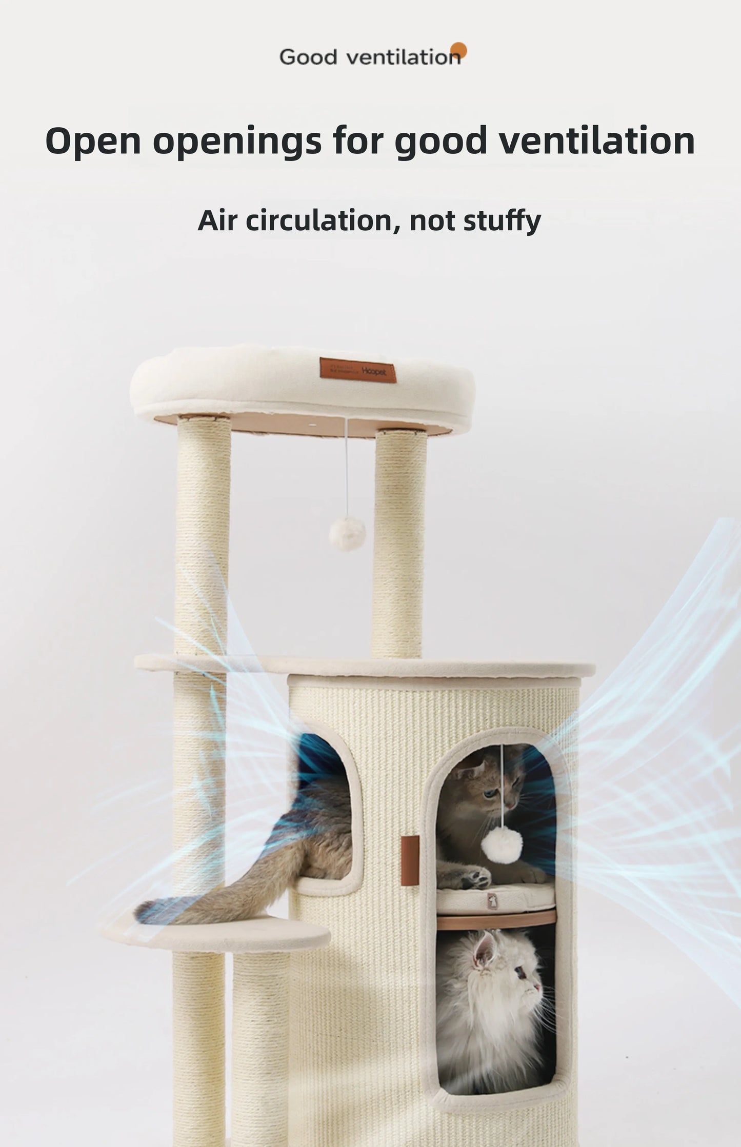 Cat Tree for Small Spaces Multi Level Scratching Post with Cat Condo and Sisal Barrel