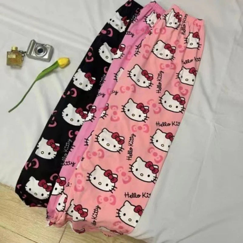 Hello Kitty pajamas summer thin loose casual pants cartoon walking home pants girlfriends can wear outside