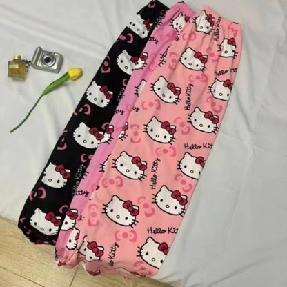 Hello Kitty pajamas summer thin loose casual pants cartoon walking home pants girlfriends can wear outside