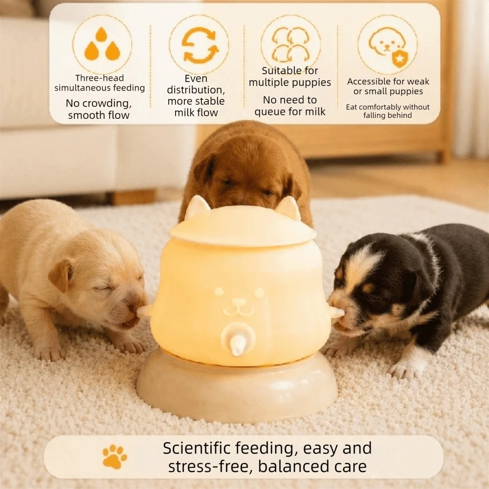 Silicone Pet Nursing Bottle Anti-Slip Bionic Nipple Pet Milk Feeder Multi-Nozzle Bite Resistant Dog Drinking Bottle
