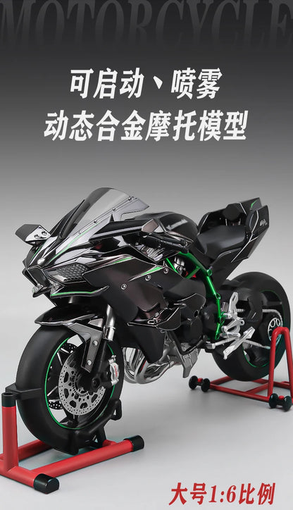 Spray 1:6 Kawasaki Racing Ninja 500 H2R Motorcycle Simulation Sound Light  Fast And Furious Collection Model car Gift