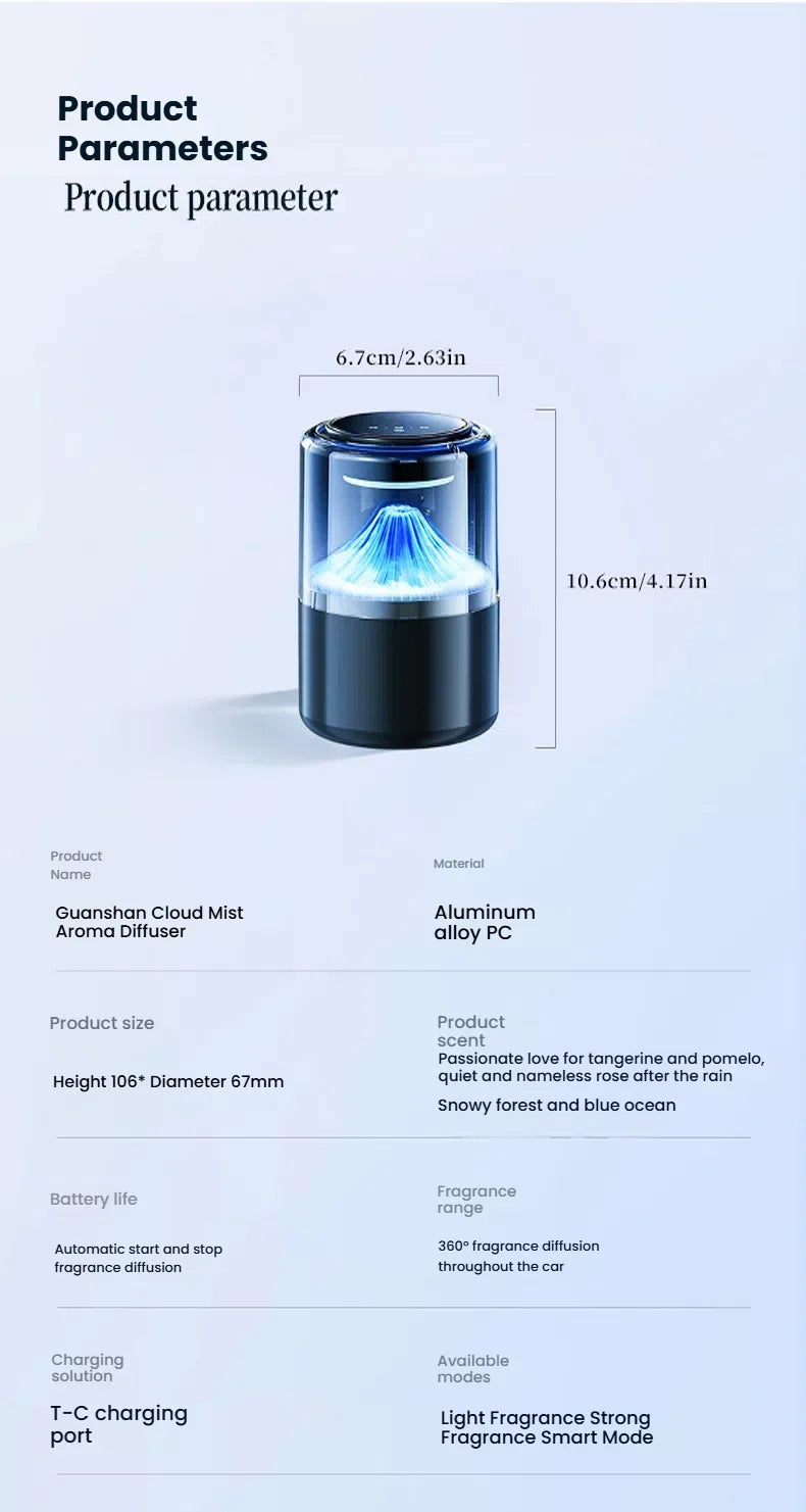 New Car Air Freshener Premium Smart Car Diffuser Cloud Mist Auto Spray High-End Car Air Freshener Car Accessories