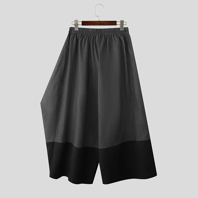 INCERUN Men Irregular Pants Patchwork Joggers Elastic Waist Wide Leg Trousers Men Streetwear Baggy 2026 Casual Male Long Pants