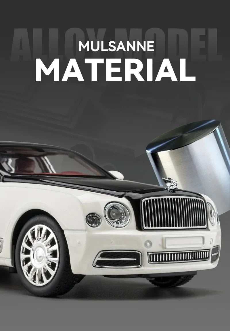 Diecast 1:24 Scale Bentley Mulsanne Alloy Model Car Collection Vehicle Simulation Sound & Light Metal Toy Gift