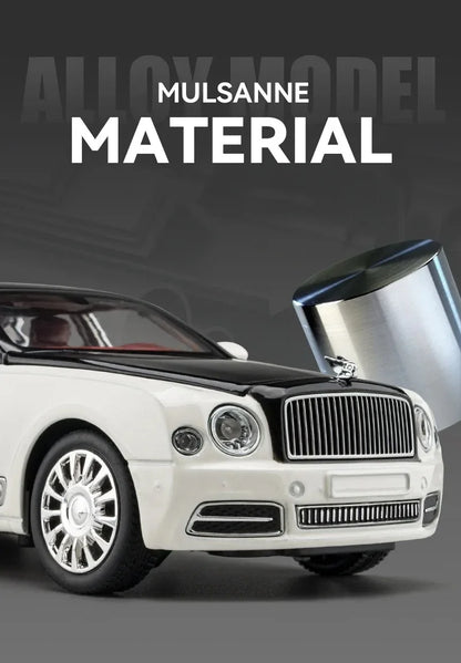 Diecast 1:24 Scale Bentley Mulsanne Alloy Model Car Collection Vehicle Simulation Sound & Light Metal Toy Gift