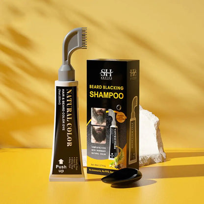 Men's Hair & Beard Dye For Gray Hair Coverage Plant Extract Coloring Shampoo Natural Black Fruit Hair Dye Cream & Root Touch Up