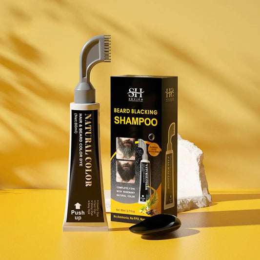 Men's Hair & Beard Dye For Gray Hair Coverage Plant Extract Coloring Shampoo Natural Black Fruit Hair Dye Cream & Root Touch Up