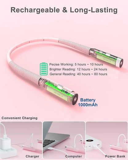 LED Neck Light 3 Modes Hug Reading Lamp Portable Rechargeable Book Lamp Novelty Flashlight Book Lamp Night Light Neck Light