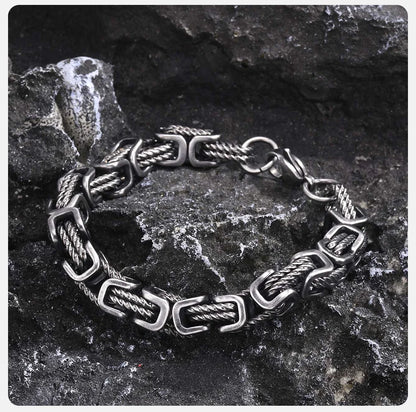 ‌Vnox Stainless Steel Byzantine Bracelet for Men, 8mm Wide Vintage Style Bold Square Links Chain Wristband, Father's Day Gift